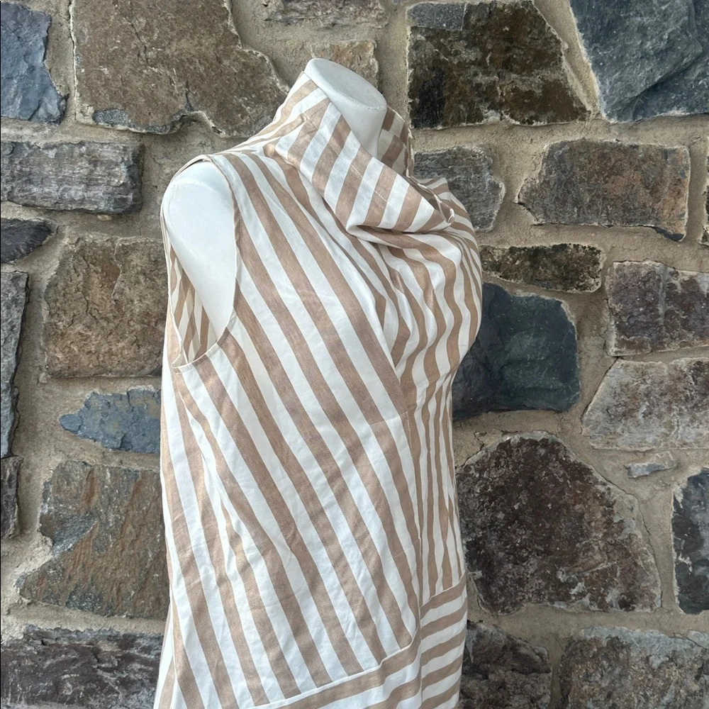 Zero + Maria Cornejo Sleeveless Stripe Folded High-Neck Dress Size 12